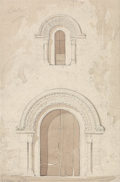 West Doorway and Window in the Church of Ham near Valognes, Normandy by John Sell Cotman